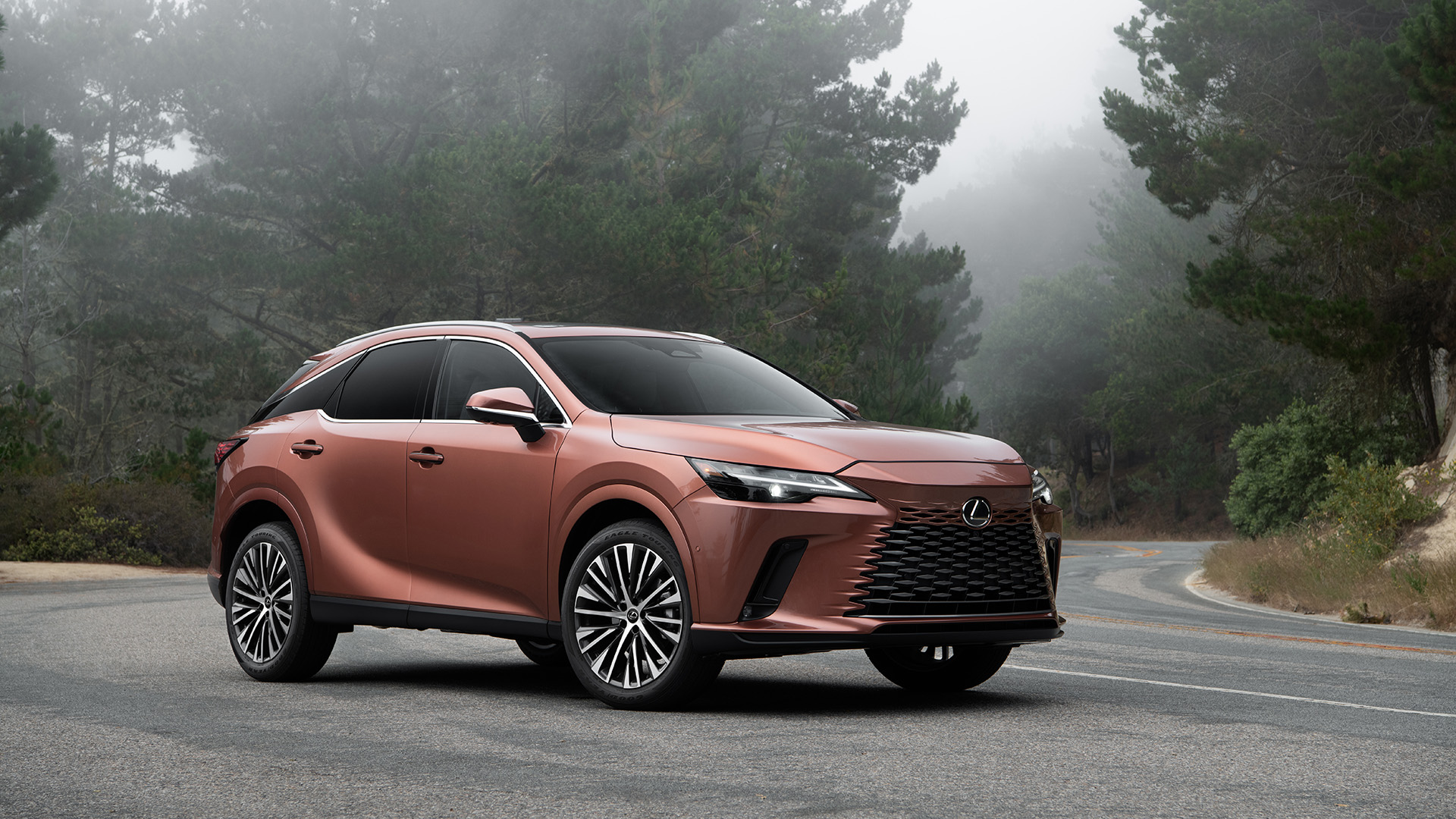A copper coloured 2023 Lexus RX.